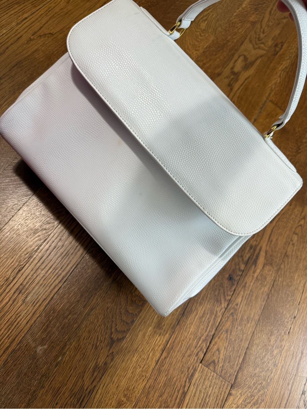 Preston & York White Textured Top-Handle Shoulder Bag